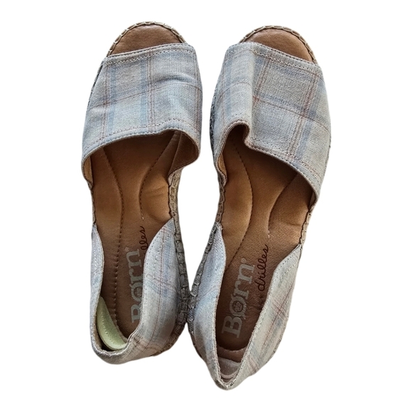 Born Seak Espadrilles Slip On Sz 8M Women Taupe Beige Fabric D'orsay Shoes - Picture 3 of 14